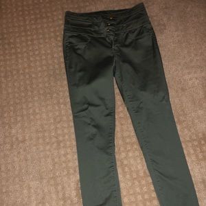 High waisted olive green jeans